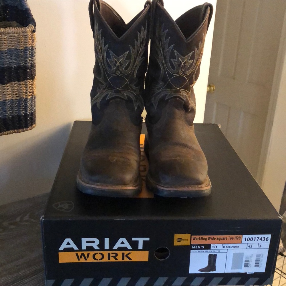 ARIAT WORK HOG WIDE SQUARE TOE H20 COMPOSITE WATERPROOF BOOTS MEN 10 MED D WIDTH